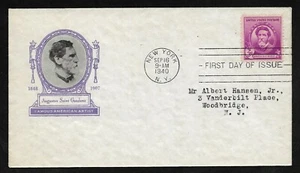 #886 3c Famous Americans - Artists - Augustus Saint-Gaudens - Ioor FDC  - Picture 1 of 2