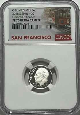 2018 S Proof Silver Roosevelt Dime Limited Edition NGC PF70 Ultra Cameo 10c - Image 1 of 3
