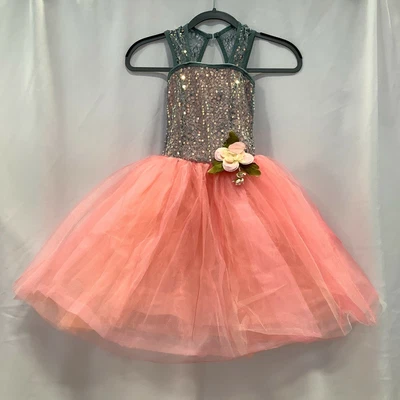 Занавес звонок девочек зеленый розовый без рукавов костюмы фиксированная MTE платье размер CSM - Изображение 1 из 4