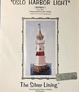 Olso Hafen hell Kreuzstichmuster Silberfutter Saastad Norwegen Leuchtturm - Bild 1 von 4