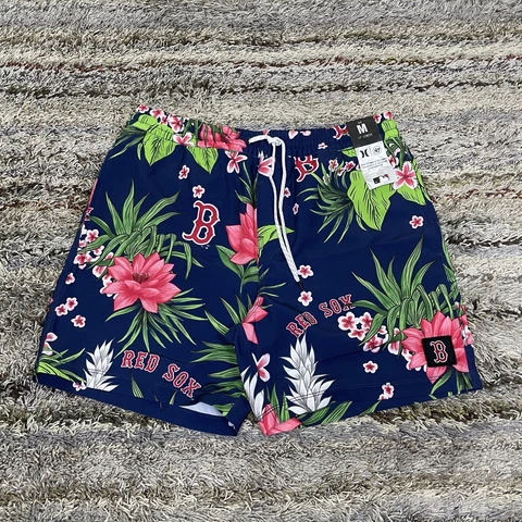 MLB Boston Red Sox Hurley ‘47 Cannonball Paradise Beach Shorts Mens M Floral Cover