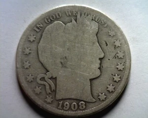 1908-S FRISEUR HALF DOLLAR ÜBER GUT / GUT AG/G SCHÖNE ORIGINAL MÜNZE BOBS MÜNZEN - Bild 1 von 2