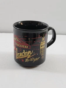 London England Coffee Mug Black Red Gold Vintage - Picture 1 of 14