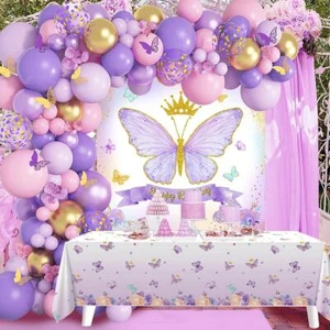 Butterfly Birthday Decorations For Girls - 101PCS Pink Purple Party Decorations - Picture 1 of 8