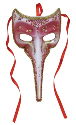 LONG NOSE HALF MASK VENETIAN Pink Bird Beak Mardi Gras Costume Ball Masquerade  - Image 1 of 2