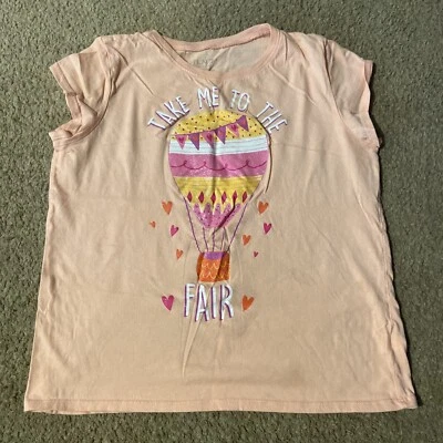 Girls Children’s Place Hot Air Balloon Short Sleeve Shirt - Peach, Size XXL (16) - Image 1 of 2