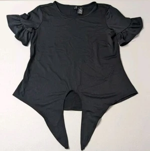 Kristin Nicole Top Women's M Black Tie Front Short Sleeve - Picture 1 of 5