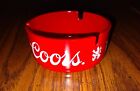 Vintage Coors Beer Red Plastic Ashtray with Cigarette Resting Holes