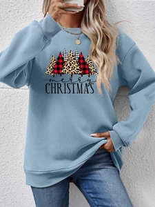 MERRY CHRISTMAS Round Neck Long Sleeve Sweatshirt - Picture 1 of 33