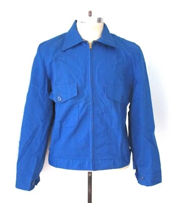NOS Vtg 60s 70s UNWORN Red Kap Blue Mechanics Jacket TALON Zip Button Pockets 40 - Image 1 of 4