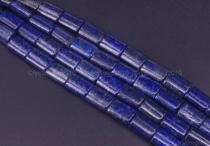 Natürlicher Lapislazuli Edelstein flaches Rohr Zwischenring Perlen 10 mm 12 mm 14 mm 16 mm 15,5" - Bild 1 von 8