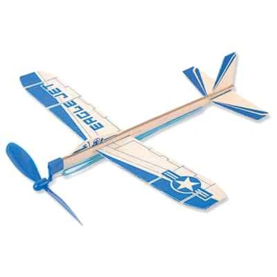 MATCHES21 HOME & HOBBY Flugzeug Gummimotor Flieger 29 cm Bausatz Kinder Werkset Bastelset ab 8 Jahren