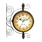 Practical Double-Sided Clock Wall mount Iron Outdoor 8" Wall Decor Double Sided