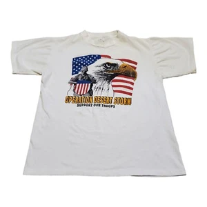 Vintage 90s Operation Desert Storm T-Shirt Single Stitch Eagle weiß Herren M  - Bild 1 von 8
