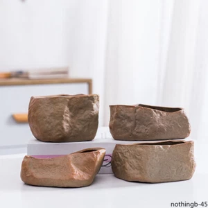 1set Chinese Creative Rectangular Ceramic Bonsai with Imitation Stone Flower Pot - Picture 1 of 7