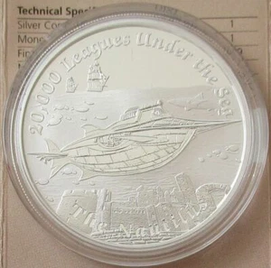 Tuvalu 1 dollaro 2015 navi famose che non hanno mai navigato Nautilus 1 oz argento - Foto 1 di 2