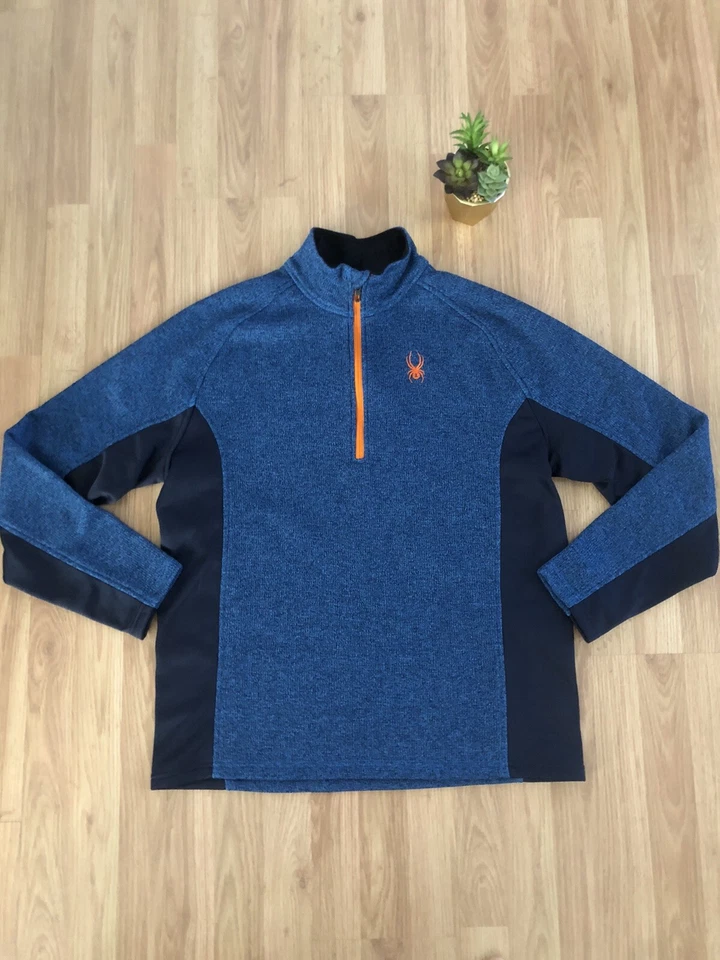 SPYDER Outbound 1/2 Zip Pullover Core Sweater Mens Size X-LRG Blue/Black/Orange - Image 1 of 4