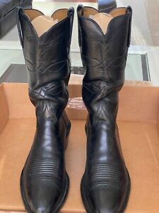 Vintage Lucchese, Inc. L1542 64-D Black Oil Calf Cowboy Boots 6/4 Size 11-D