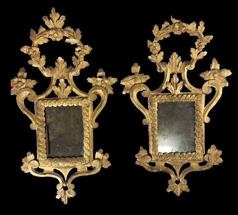 PAIR OF OLD MIRRORS. LOUIS XVI STYLE. GOLDEN WOOD. SPAIN. 18TH-19TH CENTURY Cover