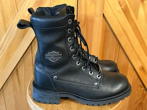 HARLEY-DAVIDSON Men's Benteen Black Leather Motorcycle Boots D96154 Size 9 - Picture 1 of 13