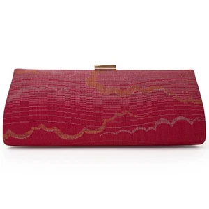 VTG 1972 Unused Japanese Red Woven Fabric Clutch Bag for Kimono Kitsuke: I - Picture 1 of 4