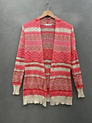 Cárdigan suéter mediano Maurices para mujer naranja tostado rayas ligero abierto Foto 1 de 4