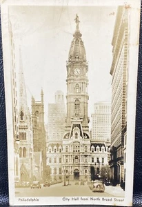1937 RPPC-Philadelphia PA-Pennsylvania, City Hall, No. Broad St. RPPC Postcard - Picture 1 of 3