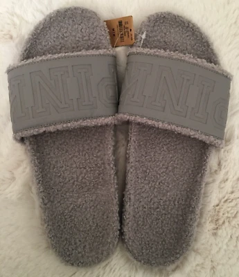 Sandalias Victoria's Secret ROSA Logo Gris Sherpa Slides Gris S 5/6 Nuevas con Etiquetas Foto 1 de 4