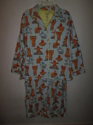 Pijama NICK & NORA flanela vermelha 2 peças pão de gengibre homem fazendo ioga tamanho XXL - Imagem 1 de 4