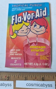 Fla-Vor-Aid Kindergetränk VINTAGE ungeöffnete versiegelte Packung Tropical Punch Jonestown - Bild 1 von 2