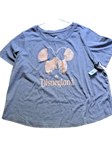 NUOVA CAMICIA MINNIE MOUSE DISNEYLAND ORO ROSA GLITTER GRIGIO DISNEYLAND - Tg. 1X - Foto 1 di 5