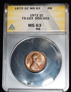1972 Doubled Die Obverse CENT ANACS MS63 UNCIRCULATED DDO FS-103 CERTIFIED - Picture 1 of 4