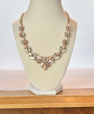 J Crew Beige Blush & Peach Vine Design Glass & Epoxy Stones Necklace - Image 1 of 4