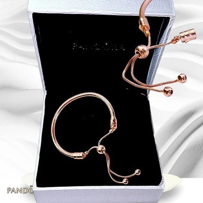 Pandora Bracelet, Rose Bangle Adjustable to 10" #587953C US SELLER - Image 1 of 4