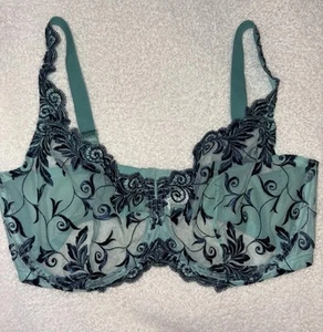Soma Bra 38 DDD Sage Green Embroidered Floral Unlined Mesh Underwire - Picture 1 of 5