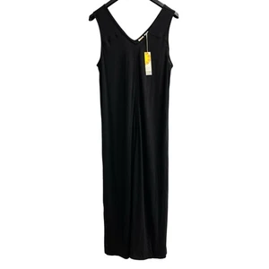 C&C California Dress Womens L Black Linen Blend Relaxed Maxi Minimalist Beachy - Picture 1 of 11