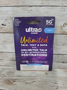 Ultra Mobile SIM Karte Unbegrenzt Gespräch Text & Daten mit internationalen Anrufen 5G - Bild 1 von 2