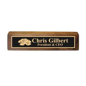 Desk Wedge Name Plate - PERSONALIZED - Gold Bars - 11 Inches - Picture 1 of 10