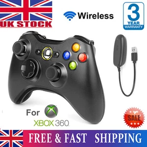 BLACK Wireless USB Controller For MICROSOFT XBOX 360 / Slim, PC, GAMING Game Pad - Picture 1 of 13