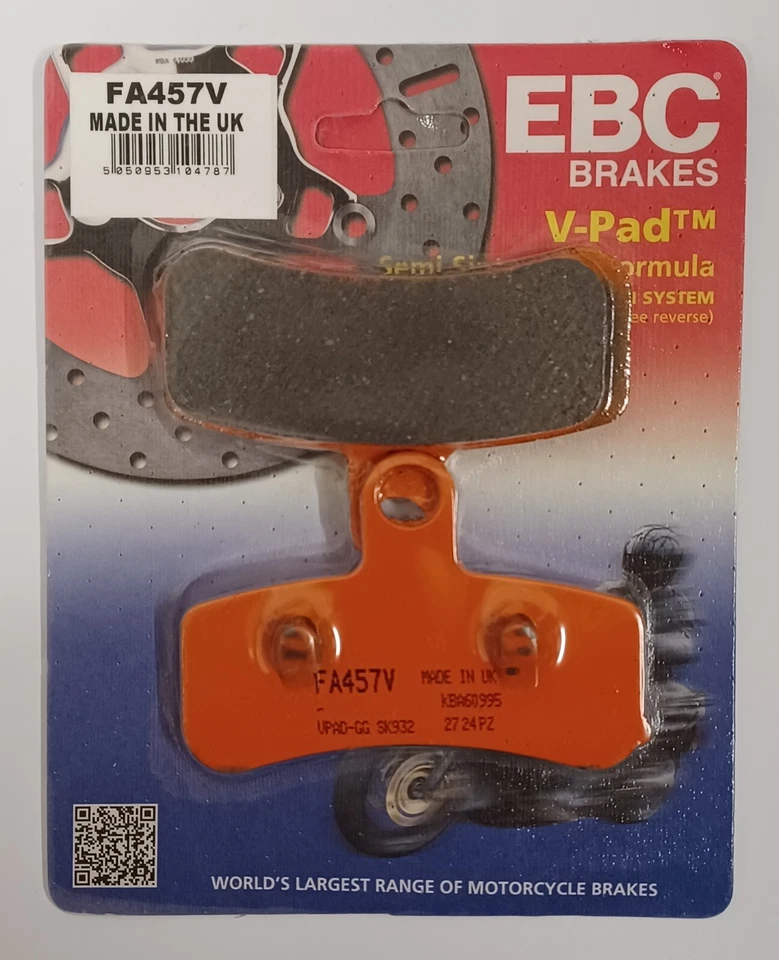 Pastilhas de freio a disco EBC V-Pad frontais compatíveis com HARLEY DAVIDSON WIDE GLIDE (2008 a 2020) - Imagem 1 de 4