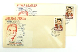 Lot of 2 Ronald Reagan First Day Cover Envelopes Antigua 1984 Collectibles - Picture 1 of 4