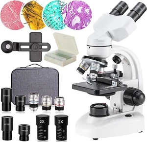Compound Binocular Microscope 40X-2000X Magnification With WF10X WF25X Wide Fiel - Picture 1 of 6