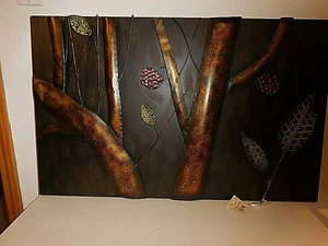 Metal Art Tree trunks and leaves Original New with tag - Picture 1 of 6