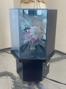 Vintage Taiwan Faseroptik farbwechselnd drehbare Blumenlampe sechseckige Form FUNKTIONIERT - Bild 1 von 15