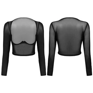Women's Mesh Open Bust Underwire Bra Lingerie Long Sleeve Cropped Top AU - Picture 1 of 40