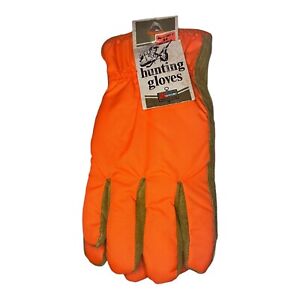 Vintage Kmart Hunting Gloves Safety Orange Suede Trim Large USA NOS