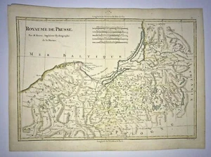 PRUSSIA POLAND GERMANY 1780 RIGOBERT BONNE ANTIQUE MAP IN COLORS 18e CENTURY - Picture 1 of 6