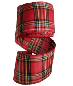 2.5 inch x 10 yards, Christmas Plaid Wired Ribbon - Picture 1 of 2