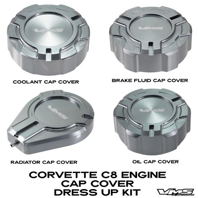 VMS BILLET KIT DE 4 PIEZAS TAPA DE BAHÍA DE MOTOR PARA 20-25 CHEVY CORVETTE C8 GUNMETAL Foto 1 de 4