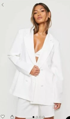 NWT BOOHOO RELAXED WHITE BLAZER US10 - Image 1 of 4